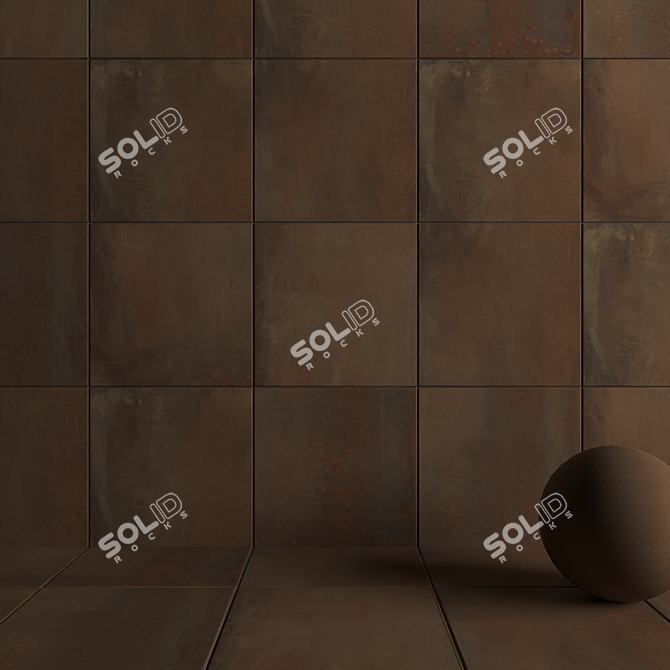 HD Multi-Texture Rust Wall Tiles 3D model image 2