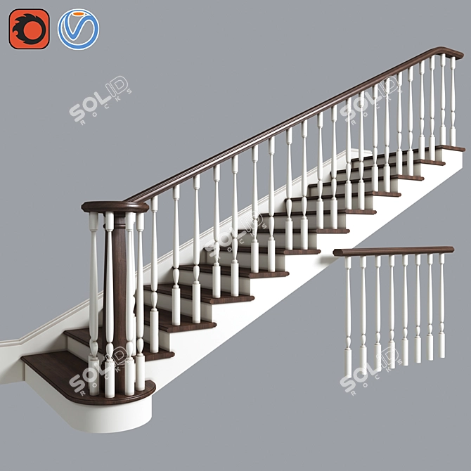 Elegant Staircase Solution 3D model image 1