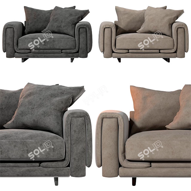 Modern Loveseat with Underline Design 3D model image 1