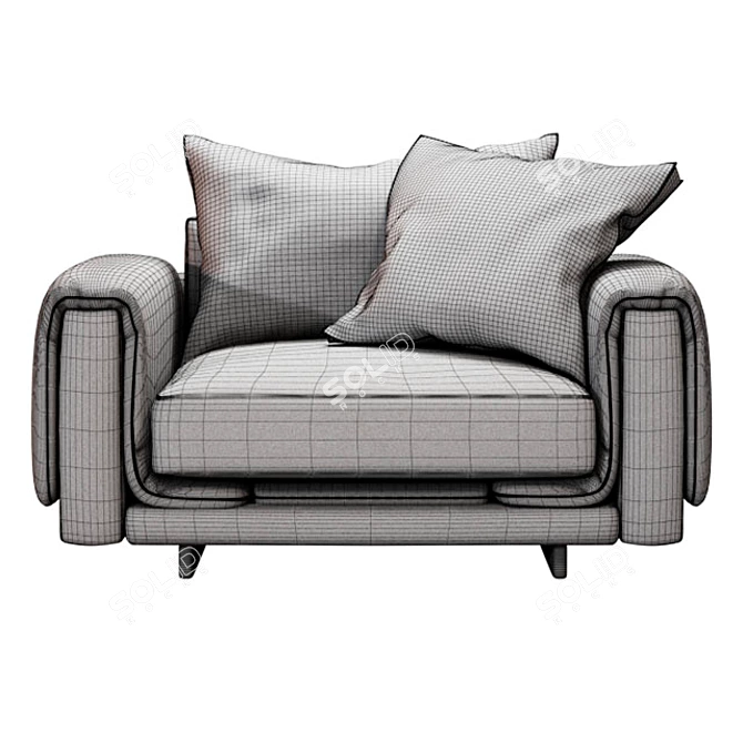 Modern Loveseat with Underline Design 3D model image 3