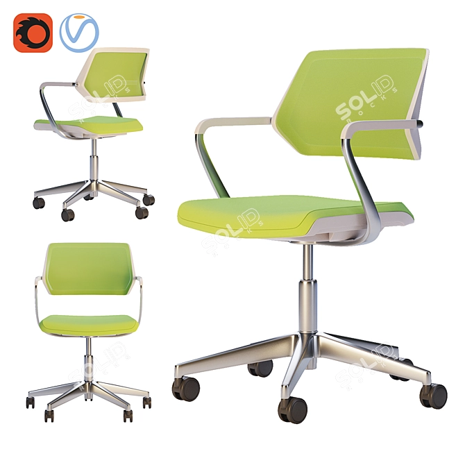 Steelcase Qivi Office Chair Set2 3D model image 1