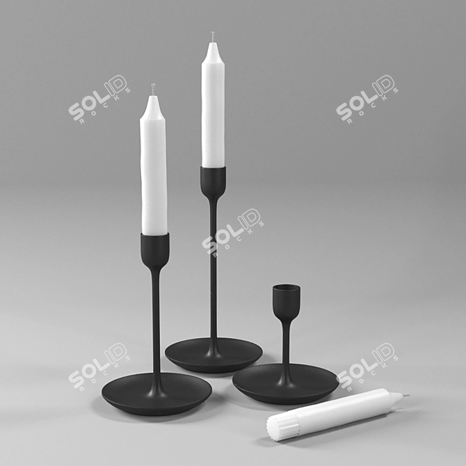 Sleek FULLTALIG Candlestick & Elegant JUBLA Candle 3D model image 1