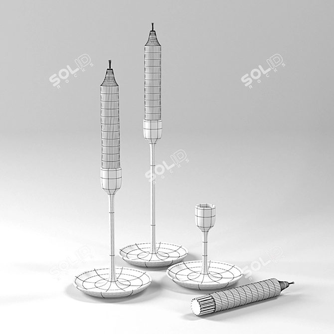 Sleek FULLTALIG Candlestick & Elegant JUBLA Candle 3D model image 2