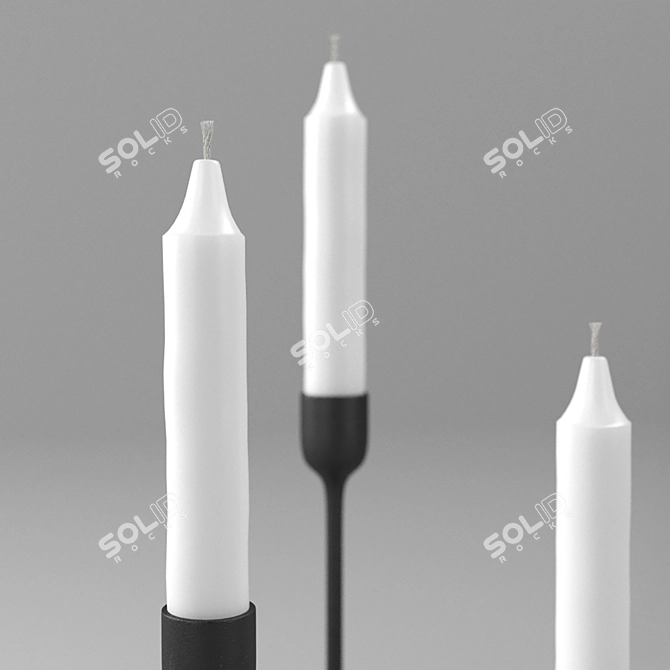 Sleek FULLTALIG Candlestick & Elegant JUBLA Candle 3D model image 3