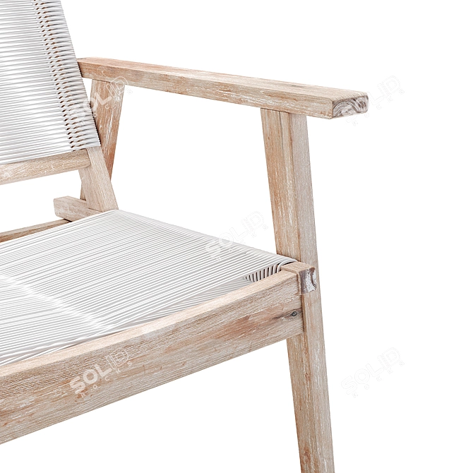 Rustic White Wash Arm Chair 3D model image 2