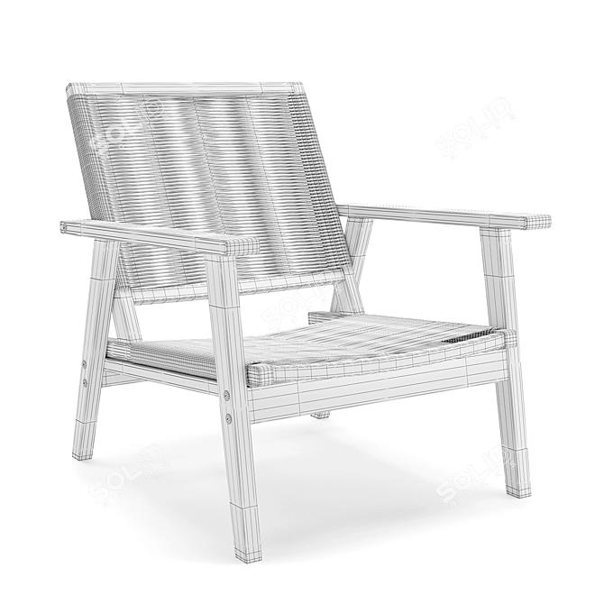 Rustic White Wash Arm Chair 3D model image 3