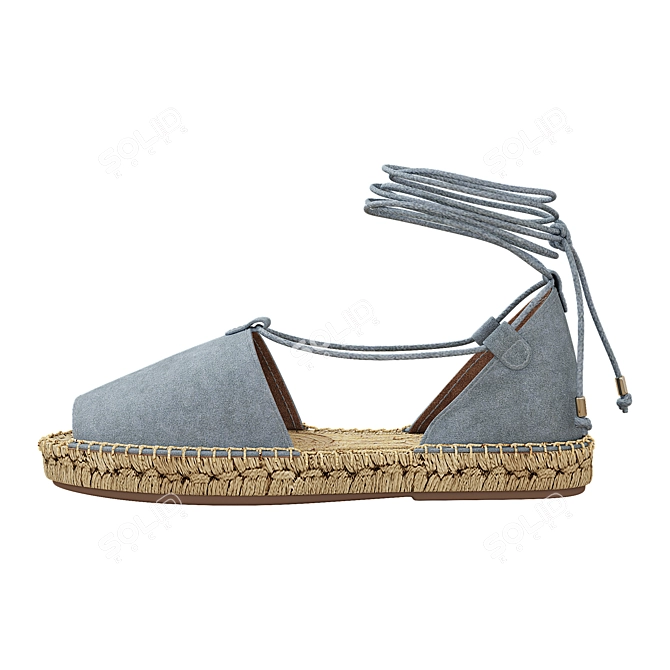 Alma Blue Lace up Espadrilles: Stylish and Comfortable Footwear 3D model image 1