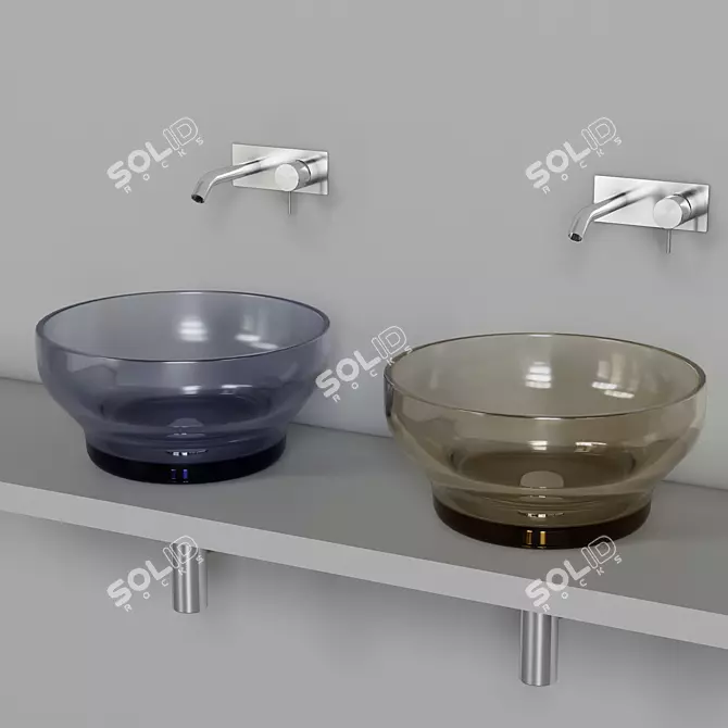 Elegant Murano Sink Set by Rexa 3D model image 1