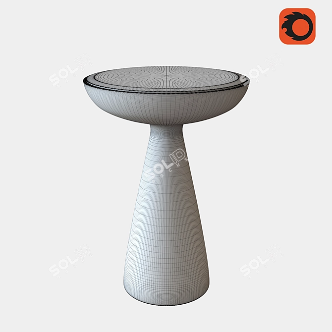  Mirrored Ash Glass Pedestal Table 3D model image 2
