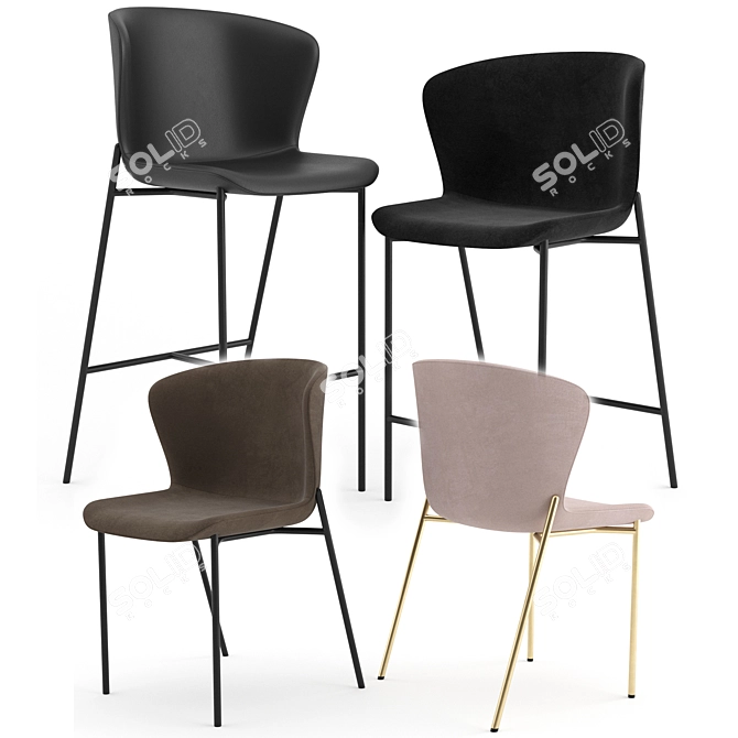 Sleek Pipe Chairs by Friends & Founders 3D model image 2