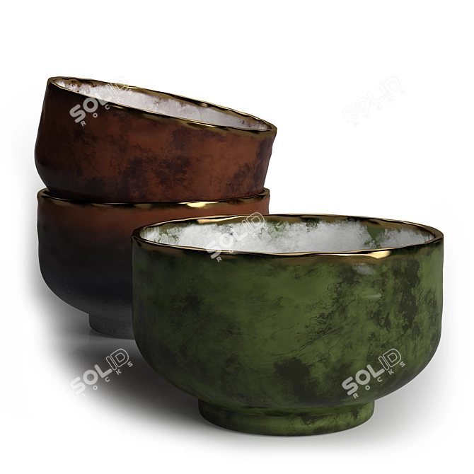 Modern Decorative Bowl Set 3D model image 1