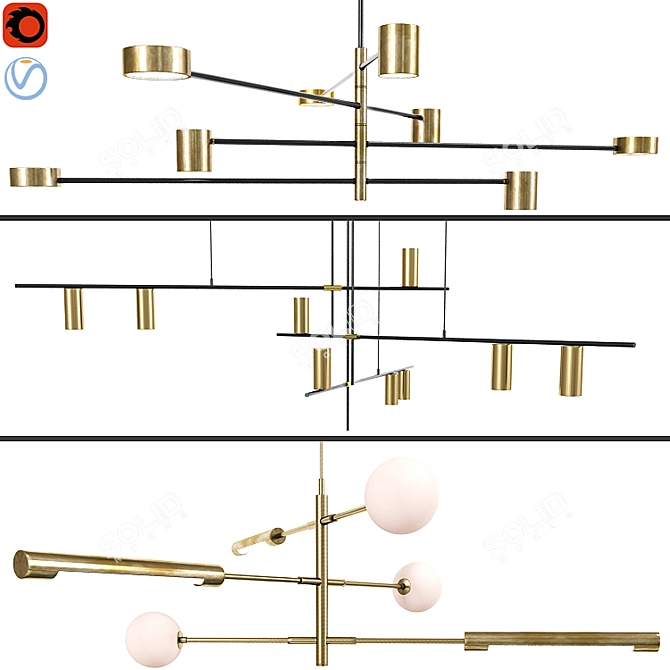 Scandi LED Chandelier: Minimalist Elegance 3D model image 1