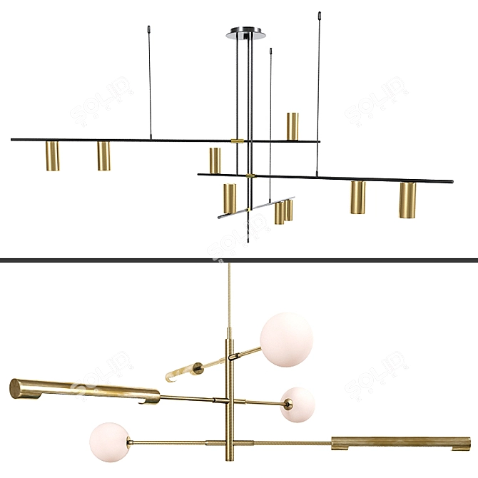 Scandi LED Chandelier: Minimalist Elegance 3D model image 2