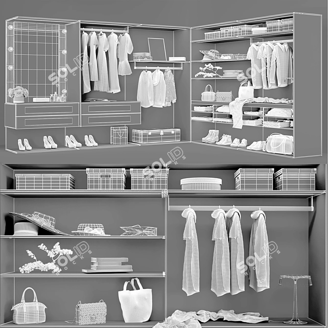 Modern Mesh Wardrobe: OPEN Besana 3D model image 3