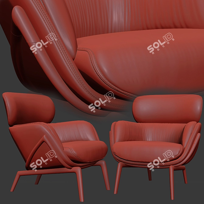 Elegant Elysia Lounge Chair - Stylish Comfort for Relaxation 3D model image 2