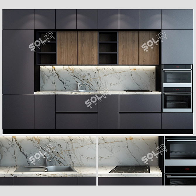 Sleek Kitchen 09: Modern Elegance 3D model image 1