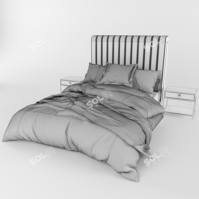 Modern Double Bed 3D model image 3