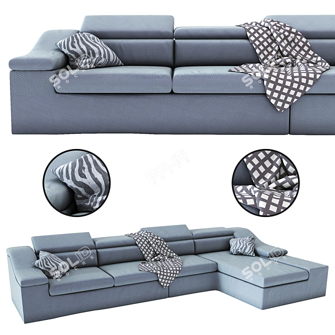 Modern Rioni Sofa | Stylish & Spacious 3D model image 1