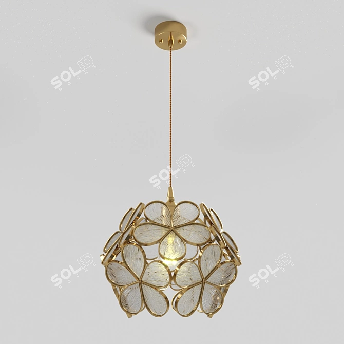 Art-Deco Brass and Glass Pendant Light 3D model image 1