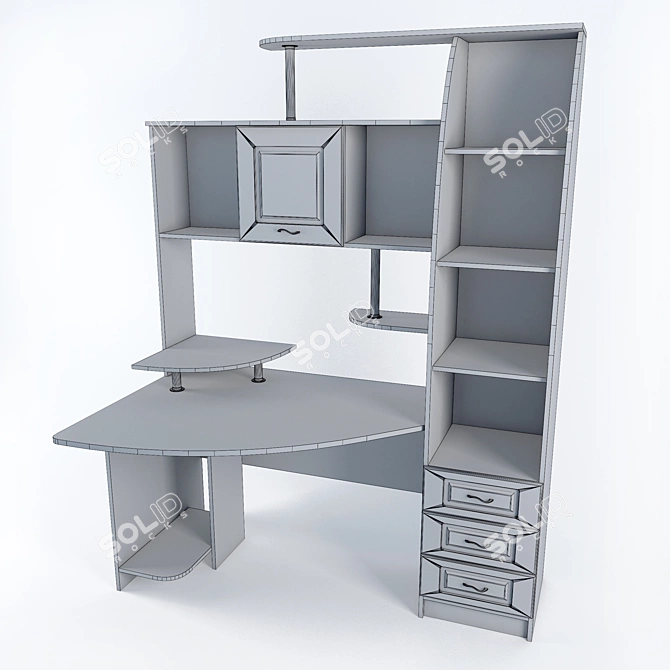 Modern Computer Desk with English Materials 3D model image 2