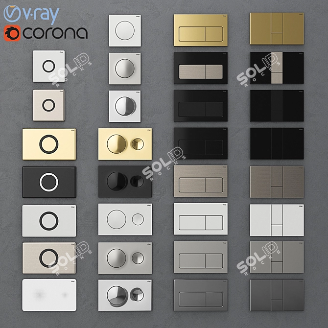 Viega 1 Flush Buttons: Stylish and Convenient 3D model image 1