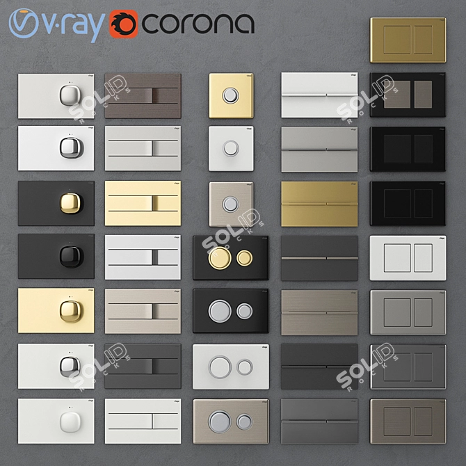 Luxury Flush Buttons for Viega 2 3D model image 1