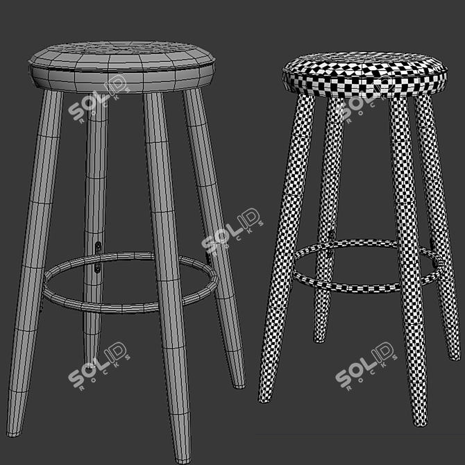 Modern Danish Design Bar Stool 3D model image 3