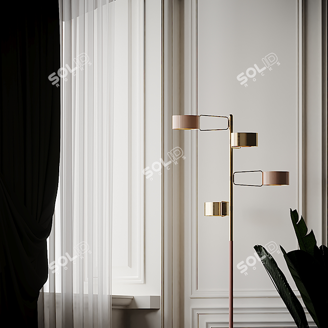 Elegant Brass Floor Lamp by Creativemary 3D model image 3