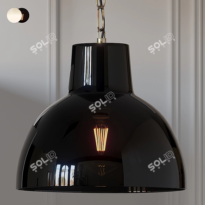 Elegant Glass York Pendant Lamp 3D model image 1