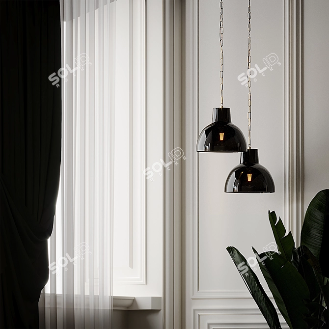 Elegant Glass York Pendant Lamp 3D model image 3