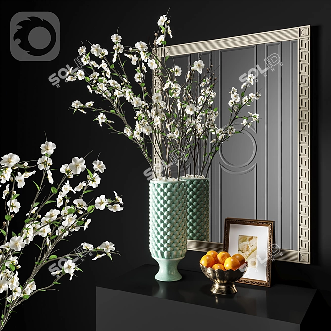 Blossom Console Set - Cherry Sakura Vase 3D model image 1