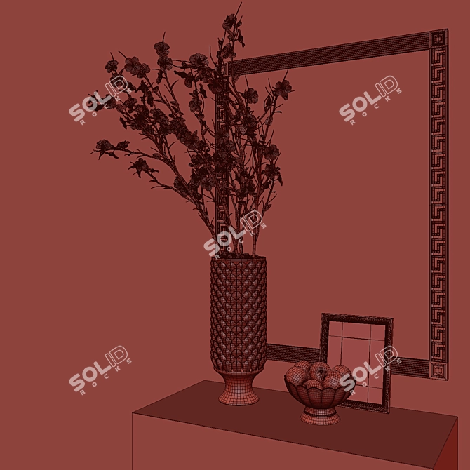 Blossom Console Set - Cherry Sakura Vase 3D model image 3