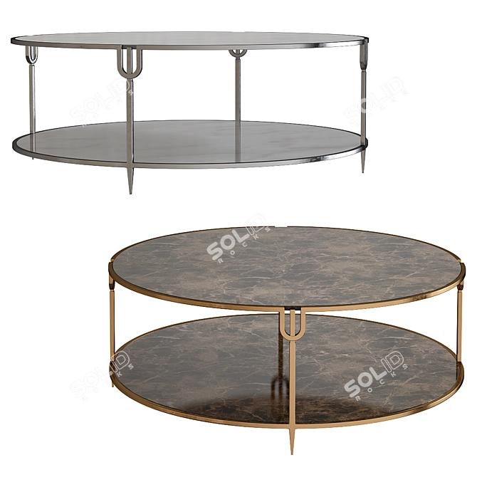 Elegante Round Marble Side Table 3D model image 1