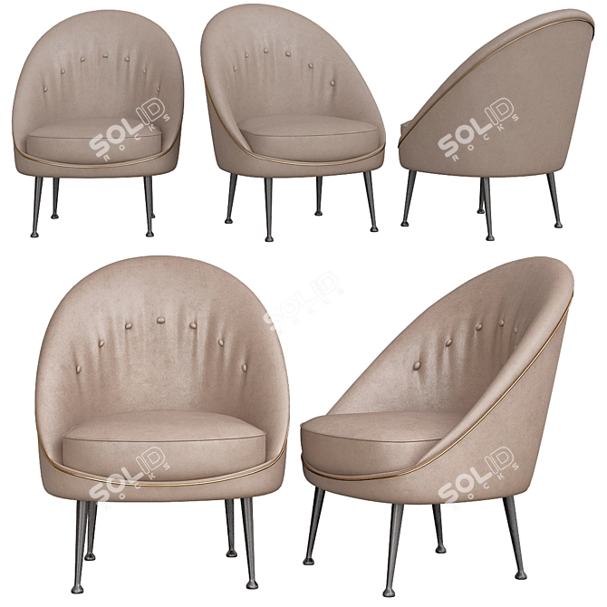 Elegant Malay Armchair - Brabbu 3D model image 1