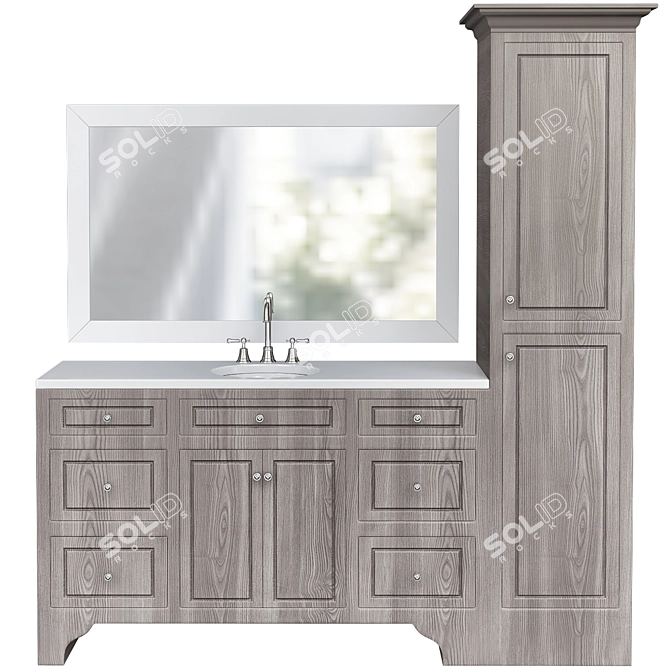 Elegant Linen Bathroom Cabinet 3D model image 1