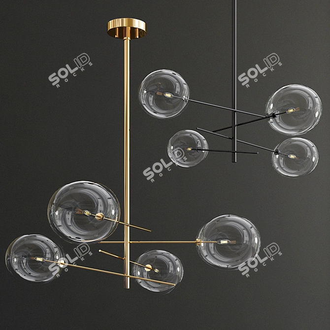 BOLLE Hanging Chandelier: Elegant Metal and Glass Lighting 3D model image 1