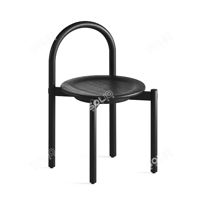 Title: SBW Halo Chair: Sleek and Stylish Black Wooden Seating 3D model image 2