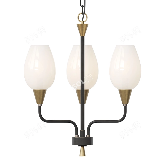 Elegant Glass Postmodern Chandelier 3D model image 2