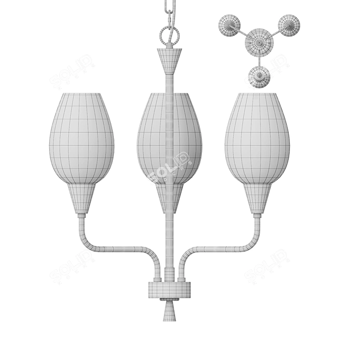 Elegant Glass Postmodern Chandelier 3D model image 3