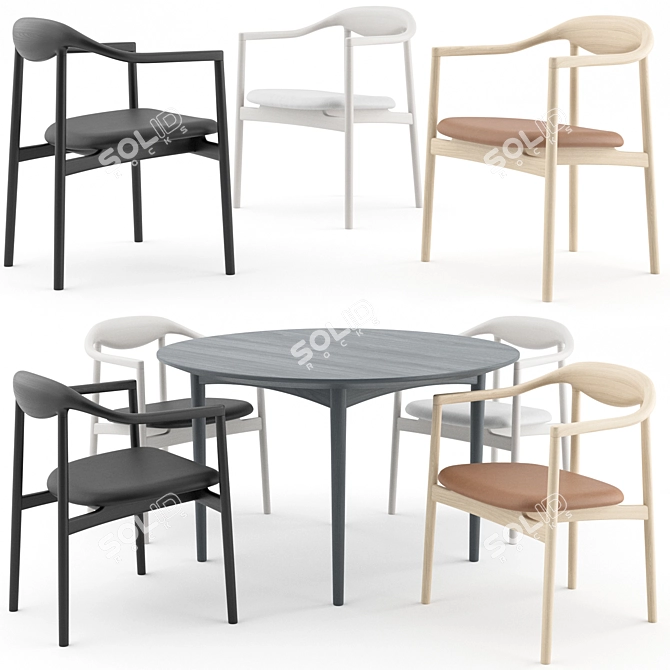 Contemporary Jari Chair and Round Table 3D model image 1