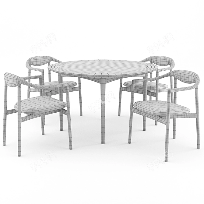 Contemporary Jari Chair and Round Table 3D model image 2