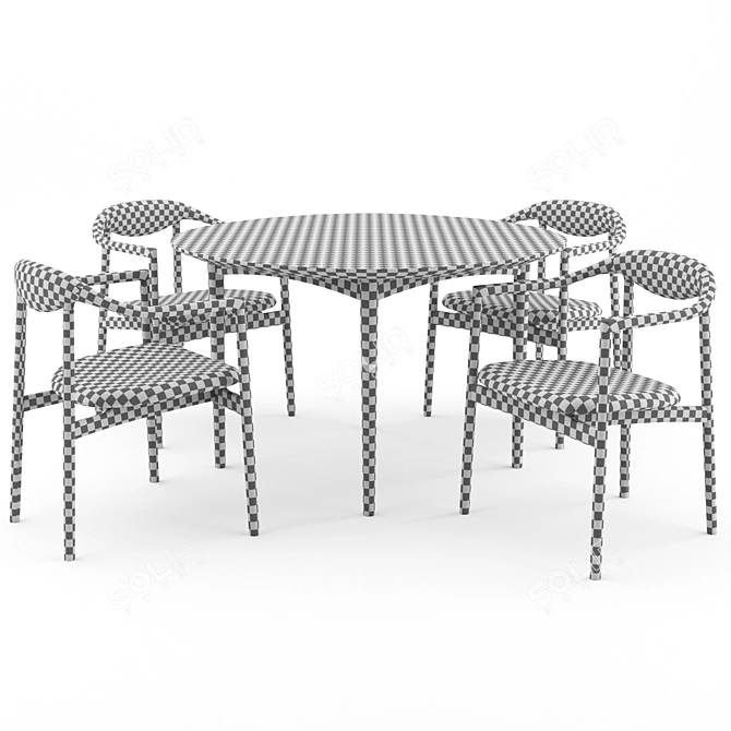 Contemporary Jari Chair and Round Table 3D model image 3