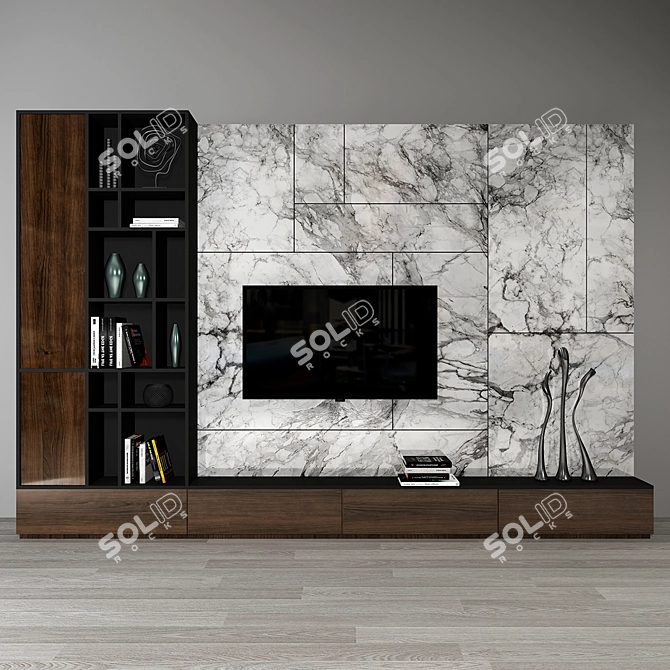 Sleek Panel TV Wall 02 3D model image 1