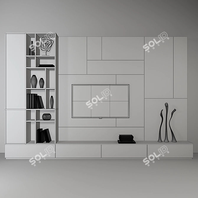 Sleek Panel TV Wall 02 3D model image 2