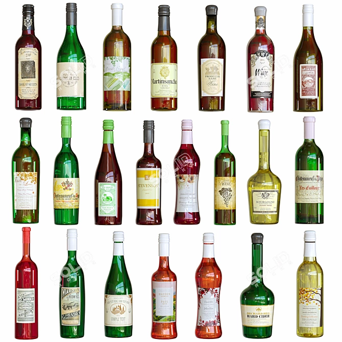 Elegant Wine Bottle Collection 3D model image 1