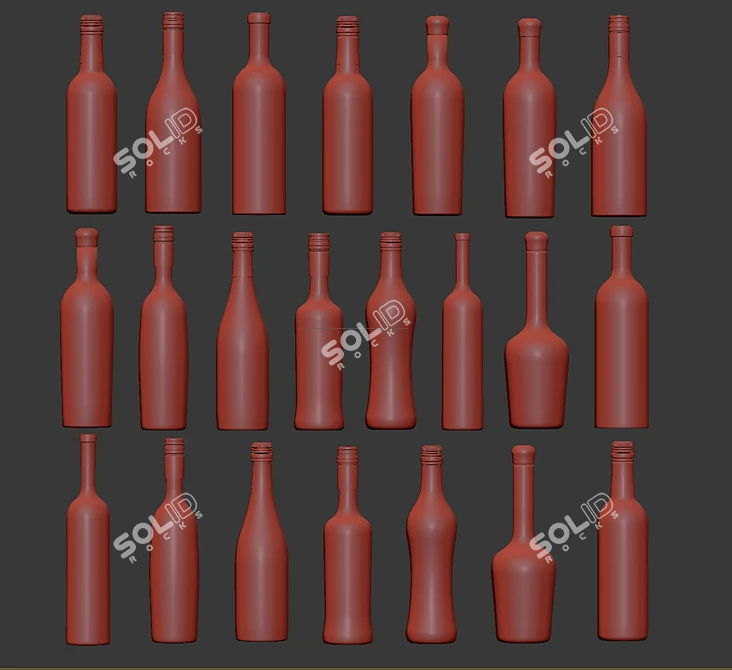Elegant Wine Bottle Collection 3D model image 3