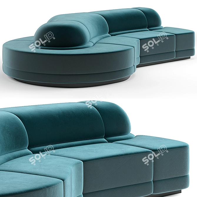 Elegant Round Modular Sofa 3D model image 1