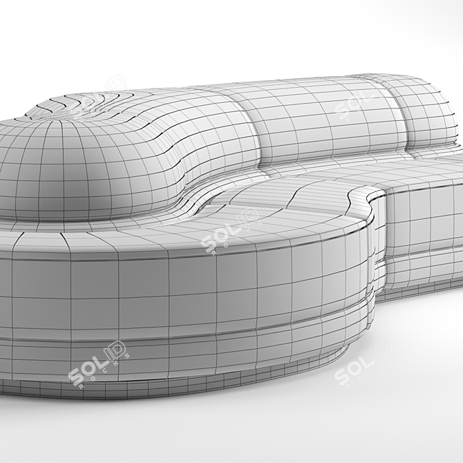 Elegant Round Modular Sofa 3D model image 3