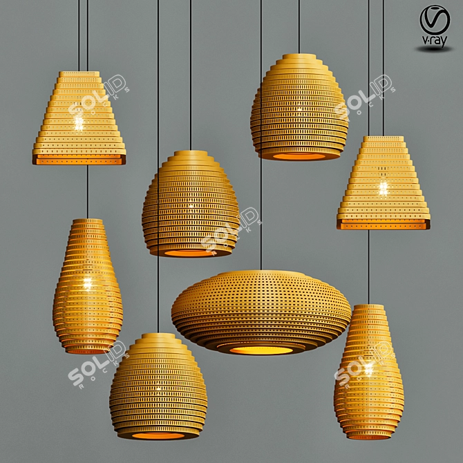 Elegance Wood Pendant Lamp 3D model image 1