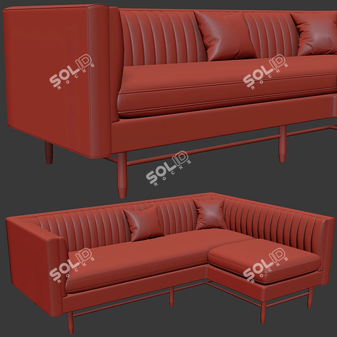 Curvy Lounge Chaise: Chelsea Elegance 3D model image 3